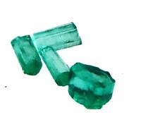 4 Natural Emerald Crystal Specimen, 3 to 4 mm long. Rough Green Gemstone, Hexagonal Prism Shape, Mineral Collection Display 4+ carats
