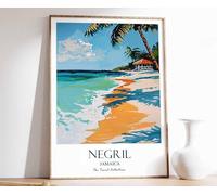 4 Negril Print Negril Travel Poster Jamaica Travel Poster Caribbean Print Tropical Decor Jamaic Poster A4 - Wall Art Home Decor Movie Poster Canvas Film Cinema Retro Vintage Cult Classic Nostargic Sa