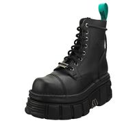 New Rock Unisex Vegan Leather Combat Platform Boots- TANKMILI083-VS2 - Black - Size EU 37
