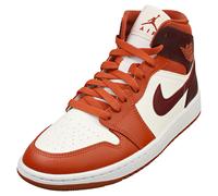 (4) Nike Air Jordan 1 Mid Womens Fashion Trainers in White Brown