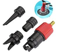 4 Nozzles Sup Pump Adaptor Air Pump Converter, Boat Air Valve Adaptor Kit, Inflatable Pump Adaptors For Kayak, Stand Up Paddle Board, Inflatable Bed, Inflatable Boat, Inflatable Dinghy, Yacht RED