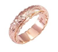 4 Of The Rings Elegant Wedding Ring Made of Gold and Engraved Cedar Wood Rings, 11, Zinc alloy, No Gemstone