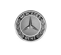 4 Original Mercedes Wheel Hub Covers Hub 75 Mm Caps Star Laurel Wreath Black