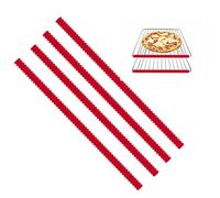 4 Oven Rack Protectors, Silicone Oven Guards for Inside The Oven Heat Resistant Oven Shelf Edge Guards Safety Protection Bracket Protective Covers Baking Edge Shields for Protect Against Burns (Red)