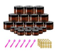 4 oz 120ml Amber Plastic Containers with Lids Plastic Jars with Lids + 20g/20ml Small Containers with Lids (Set of 24) Cosmetic Sample Jar - for Lip Scrub, Body Butters, Cream, Slime, Craft Storage
