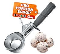4 oz Ice Cream Scoop with Trigger Release #8 - Stainless Steel Versatile Tool for Baking, Cookies & Desserts Spoons, Dishwasher-Safe, Ergonomic Design, Great as Valentines Day Gifts for Dessert Lovers