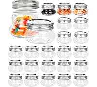 4 oz Mason Jars, 24 Pack 120ml Glass Canning Jars with Regular Mouth Lids, Glass Jars Storage Containers for Overnight Oats, Jam, Jelly, Honey, Beans, Spice, Wedding Party Favors, Shower Favors