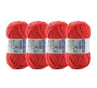 4 Pac Chenille Yarn for Crocheting - Fluffy Yarn for Crochet - Soft Yarn for Crocheting Blankets Weight Per Roll 50g(1.76oz), Length 60m(65yard) (4, Red)