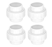 4 Pack 1-1/2" PVC Union Coupling Pipe Fitting (Socket x Socket), 1-1/2 inch PVC Slip Union PVC Adapter Coupling Schedule 40, EPDM O-Ring, White SCH 40