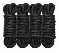 4 Pack 1/2" x 15’ Boat Dock Lines for Boat & Pontoon, Premium Marine- Grade Double Braided Nylon Dock Line, Pre-Spliced with a 12" Eyelet-Black,Boating Gifts for Men