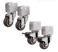 4 Pack 1.5" & 2" HeavyDuty Rubber Swivel Casters with Brakes Silent Universal Castor Wheels for Flower Stands Stools & Bags Ideal for Smooth Mobility
