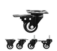4 Pack 1.5/2 Inch Universal Black & Gold Diamond Wheel Casters with Brake M12x25 50 90KG Capacity Perfect for Chairs and Tables.