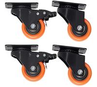 4 Pack 1.5" & 2" Swivel Caster Wheels with Brake 180kg Load Durable Steel Double Ball Bearing Dustproof PlatePU Rollers for Furniture Trolley & Bed
