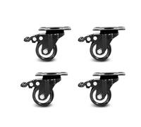 4-Pack 1.5 Inch Heavy Duty Swivel Casters, Black Polyurethane Castor Wheels for Trolley Furniture 200kg Load Bearing Furniture Castors