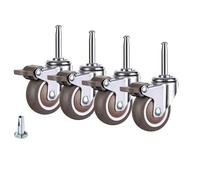 4 Pack 1.5" Noiseless Rubber Caster Wheels with Brake - Durable Universal Furniture Rollers for Smooth Rolling Chairs - Perfect for Home & Office Use