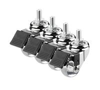 4-Pack 1.5" Transparent Polyurethane Swivel Casters with Threaded Stem M8/M10 25kg Weight Capacity Each Locking Brake System for Easy Mobility