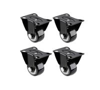 4-Pack 1.6 Inch Heavy Duty Fixed Castor Wheels, 200kg Black Polyurethane Industrial Swivel Castors for Furniture Trolley Furniture Castors