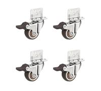 4 Pack 1 Inch L Sd Swivel Casters Rubber Fur Wheels for Side Mounting Trolley Kitchen Cabinet Rollers with 4 Brakes Heavy Du Small Wheels