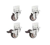 4 Pack 1 Inch L Sd Swivel Rubber Casters Side Mount Small Fur Wheels for Trolley Kitchen Cabi (2 Universal 2 Brake 2 Inch)