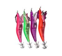 4 Pack 10.5cm Shrimp Flashing LED Light Squid Jig Fishing Lure, Prawn Tackle Hook with Stainless Steel Hooks, Fishing Gear for Night & Murky Water