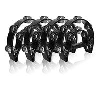 4 Pack 10" Half Moon Musical Tambourine Black Metal Jingles Hand Held Percussion Drum - Double Row, Plastic Musical Percussion Tambourines for Party Bar KTV Bands Musicians