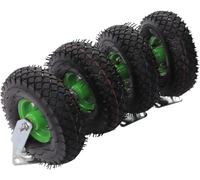 4 Pack 10" Heavy Duty Pneumatic Caster Wheels Inflatable Rubber Tires for Farm Cart 125kg Capacity Rolling Wheels for Easy Mobility