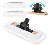 4 Pack 10" Lambswool Applicator Kit:180° Adjustable Applicator & 3 Wool Pad