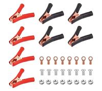 4 Pack 100A Jump Lead Clamps, Crocodile Clips, Heavy Duty Battery Clamps, Pure Copper Alligator Clips, 90mm Length for Auto, Truck, Voltage Testing, High Performance Power Transfer, Red + Black