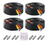 4 Pack 100ft/30M All-in-One Video Power Cables, BNC Extension Surveillance Camera Wires for CCTV Security DVR System Installation (8pcs BNC Connectors, 100pcs Cable Clips)