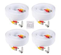 4 Pack 100ft/30M All-in-One Video Power Cables, BNC Extension Surveillance Camera Wires for CCTV Security DVR System Installation (8pcs BNC Connectors, 100pcs Cable Clips)