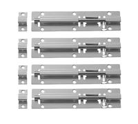 4 Pack 100mm (4") Heavy Duty Tower Bolt, Black & Chrome Door Lock Slide Bolt, Necked Barrel Bolt for Enhanced Security on Sheds, Gates & Internal Doors