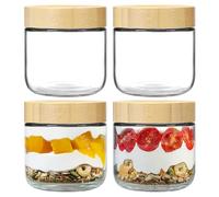 4-Pack 10oz Glass Mason Jars with Lids, Leakproof Overnight Oats Containers