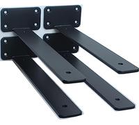 4 Pack - 11 inch Black Hidden L Shelf Bracket (1/5 Inch Thicked) Iron Floating Shelf Brackets Rustic Industrial Metal Brackets for Shelf Support