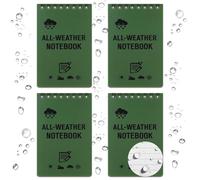 4 Pack 12.7cm*7.6cm Waterproof Notebook Green Pocket Notebook Portable Small Notebooks With Grid Of Wire Pages Mini Notebooks Waterproof Notepad for Home Office School Outdoor Activities Recording