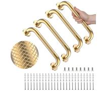 4 Pack 12 Inch Shower Grab Bar, YuanDe Gold Bathroom Grab Bar Handle w/Anti-Slip Knurled Grip, Stainless Steel Bath Balance Bar, 1" Diameter Safety Hand Rail Support,Handicap Injury Elderly Senior