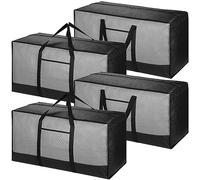 4 Pack 120L Moving Boxes Large Strong with Lid, Big Storage Bag Packing Box for Moving House, Clothes, Duvet, Underbed, Travelling, Laundry Bags with Zips