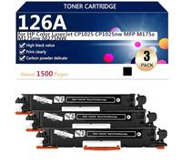 (4 Pack) 126A CE310A CE311A CE312A CE313A Toner Cartridges Extra High Yield for HP Color LaserJet CP1025 CP1025nw MFP M175a M175nw M275NW Printers, High-Volume Printing,Black-3 pack