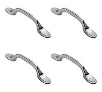 4 Pack | 128mm Shaker Style Cabinet Pull Handle - 76mm Fixing Centres - Polished Chrome | Traditional Cabinet Pull Handle - Wardrobe Cupboard Door Handle - Suitable for Lightweight Internal Doors