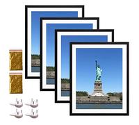 4 Pack 12x16 Picture Frame Wood Diamond Painting Frames 30x40cm Diamond Art Frame Display 10x14 in/ 25x35cm with Mat or 12x16 in/ 30x40 cm Without Mat Photo Gallery Frame Set for Wall Hanging - Black