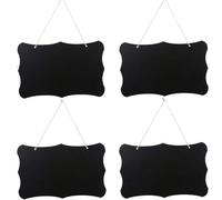 4 Pack 12x8 inch Wooden Double Sided Hanging Chalkboard Signs, Vintage Erasable Message Board Sign with Hanging String for Wedding Kitchen Party Decoration (30 x 20 cm)
