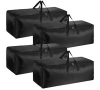 4 Pack 130L Large Travel Duffle Bags, Water Resistant Heavy Duty Foldable Sports Duffel with Metal Zippers for Camping Moving, 1680D Oxford Cloth Luggage Holdall 101x36x36cm Black (101cm 130L)