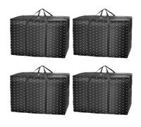 4 Pack 140L Extra Large Heavy Duty Moving Bags - Thicker Waterproof Storage Bags with Zips for Moving, Travelling, Camping, University, Garden Tools & Holiday Decorations - Black