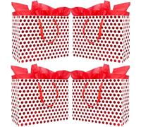 4 Pack 16.5" Extra Large Gift Bags with Tissue Paper for Mother's Day, Birthday Party Presents Any Occasions (Red)