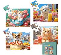 4 Pack 16 Large Piece Jigsaw Puzzles Dementia Alzheimer's Products Cognitive Jigsaw Puzzles for Elderly - Vibrantly Colored, Textured Pieces, Eco-Friendly, Memory Game for Patients in Nursing Home