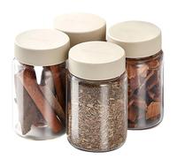 4 Pack 16 OZ Glass Storage Jars with Lids, Spice Jars with Screw Lid Leakproof, for Overnight Oats, Salad, Jam, Cereal, Canning, Food Prep, Yogurt, Spice, Sauce, Snacks (500ML-4Pack)