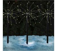 4 PACK 160 LED CHRISTMAS STARBURST STAKE LIGHT WARM WHITE GARDEN OUTDOOR XMAS