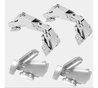 4 Pack 180 Degree Hinge Frameless Cabinet Door Hinge Concealed Stainless Steel Hydraulic Adjustable Installation Hinge 180 Degree Soft Close Kitchen Cabinet Hinge (Fully Covered)