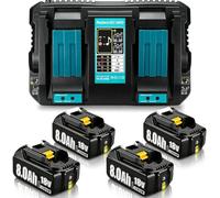 4-Pack 18V 8.0Ah High Capacity Lithium Ion Replacement for Makita 18v Batteries, Compatible with Makita Battery Cordless Power Tools, Fits BL1860 BL1860B BL1850 BL1840 BL1830 DC18RD DC18RA DC18RC