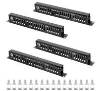 4 Pack 19 Inch 1U Server Rack Cable Management -24 Slot Horizontal Rack Mount Cable Manager with Rack Screws - Cable Raceway Wire Duct Channel Track Cord Organizer with Cover for Server Rack & Cabinet