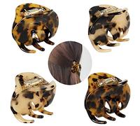 4 Pack 2.1 Inch Hair Claw Clips Tortoise Shell Cellulose Acetate Resin Hair Barrettes Medium French Design Hair Jaw Leopard Print Fashion Hair Styling Accessories for Women Girls